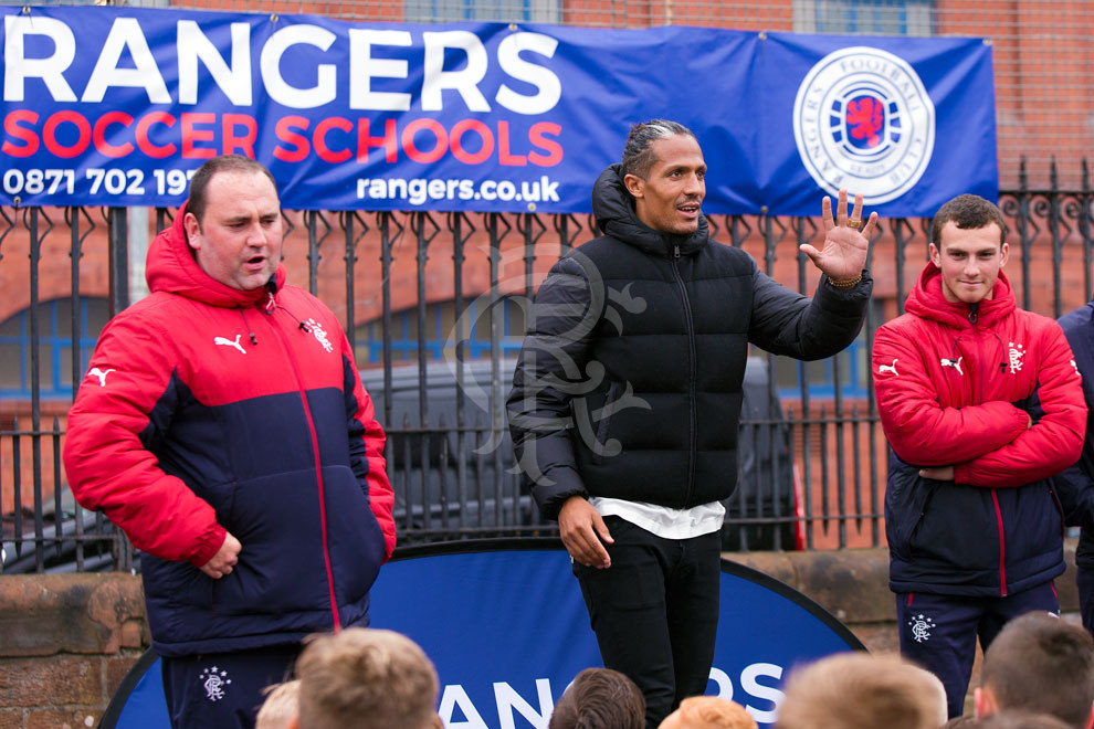 bruno visits soccer school - rangers football